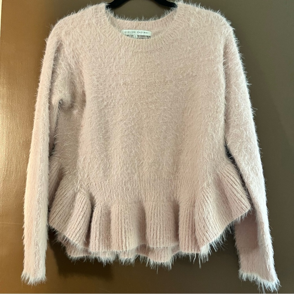 English Factory Fuzzy Ruffle Sweater
